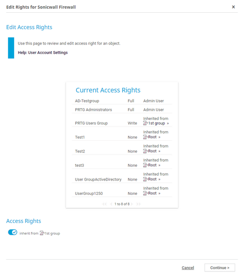 Different Access Rights Depending on User Groups