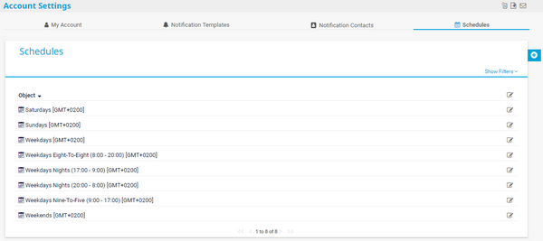 Schedules Settings Schedules Settings
