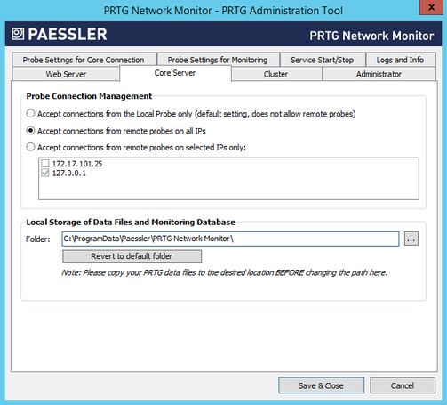 PRTG Administration Tool: Core Server PRTG Administration Tool: Core Server