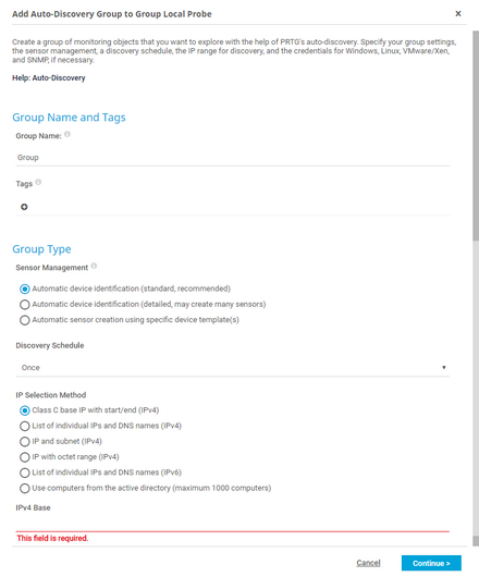 Add Auto-Discovery Group Dialog Add Auto-Discovery Group Dialog