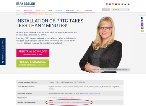 Download PRTG Network Monitor