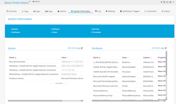 System Information Tab on a Windows Device System Information Tab on a Windows Device